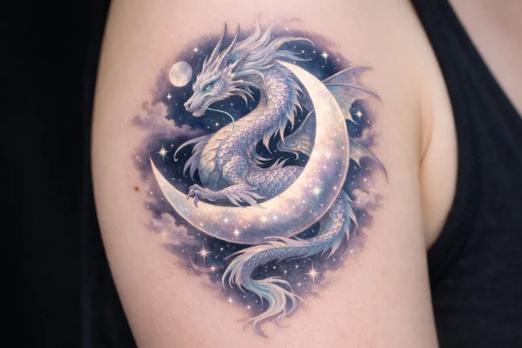 Dragon and Moon Tattoo