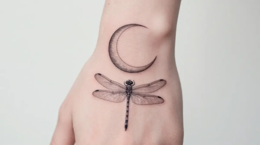 Dragonfly and Moon Combination