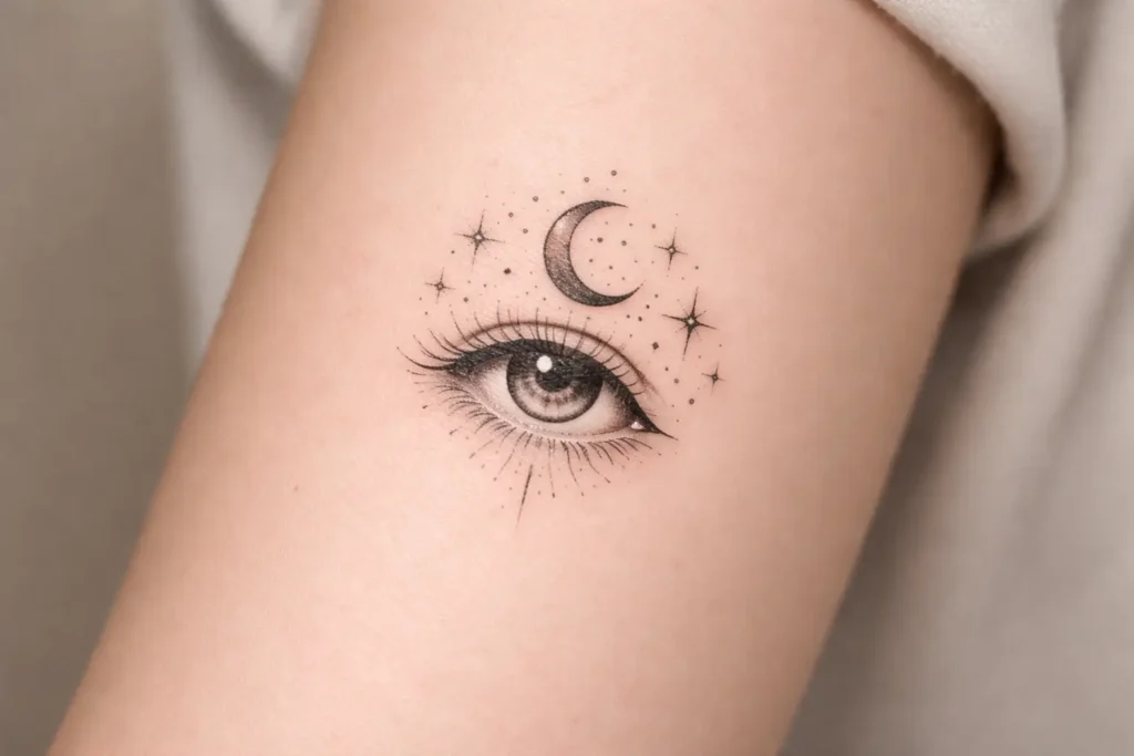 Eye with Moon Tattoo