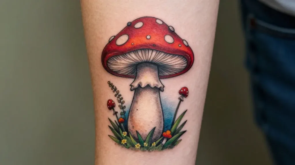 Fairy Tale Mushroom Tattoo