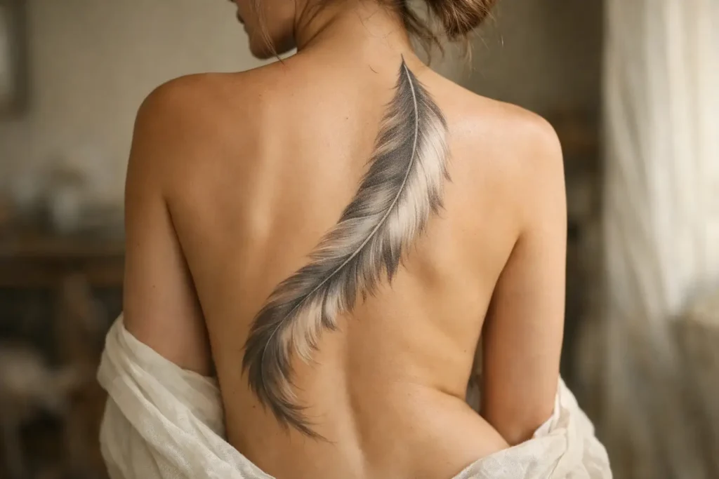 Feather Back Tattoo