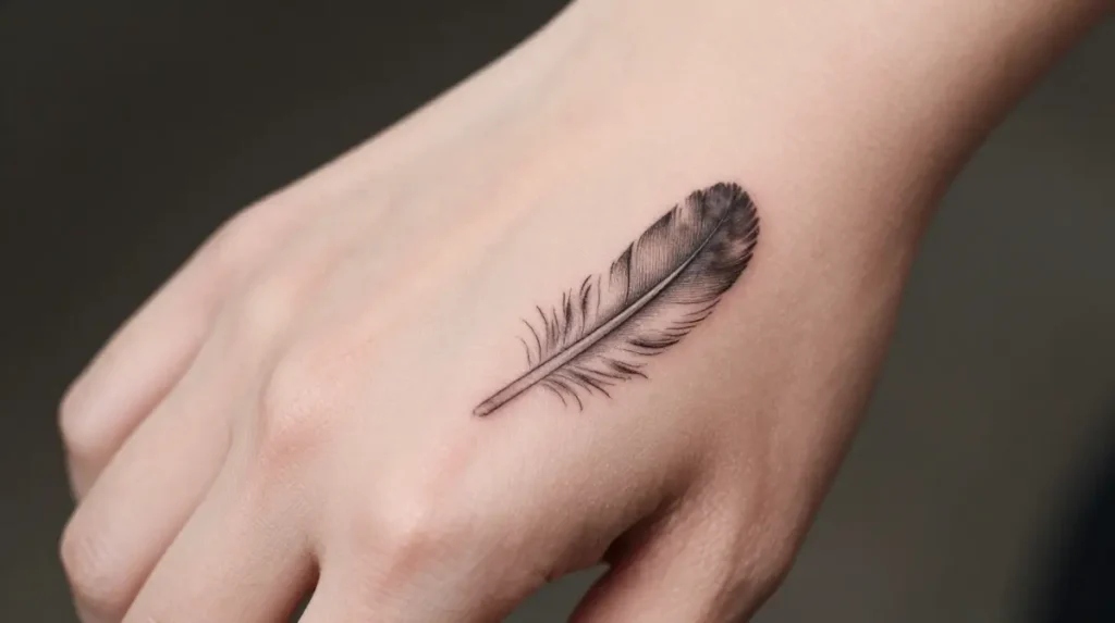 Feather Tattoos on Hand