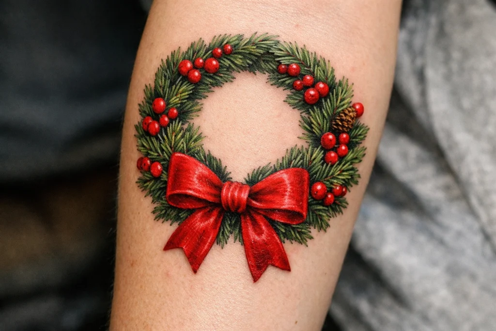 Festive Wreath Tattoo Idea