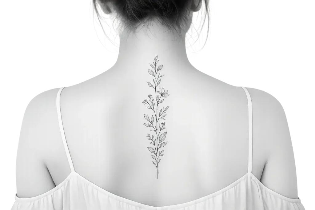 Fine Line Botanical Tattoo