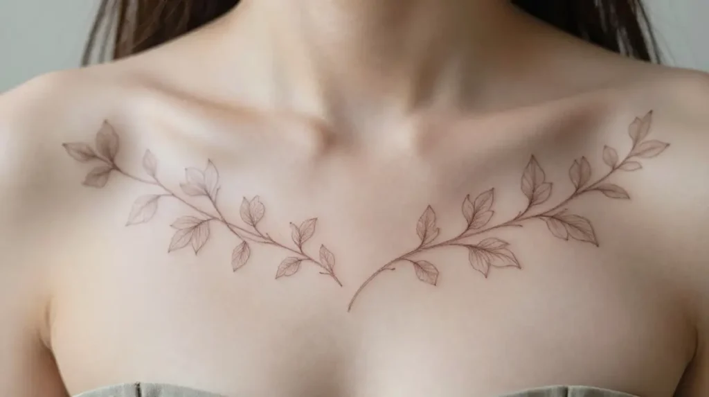 Fine Line Floral Vine Tattoos