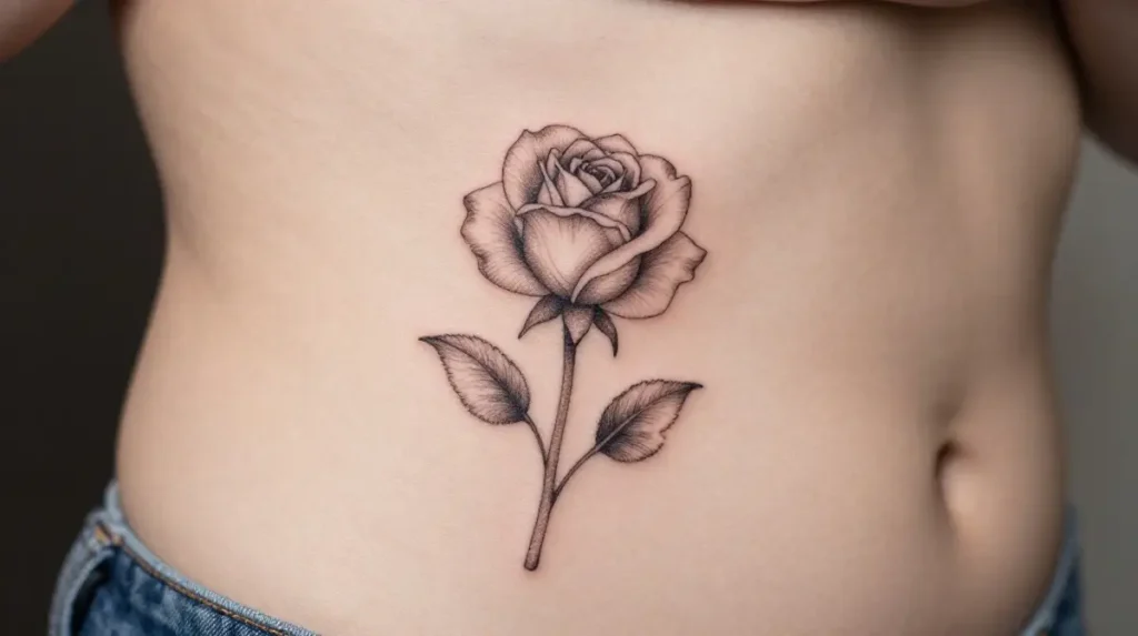 Fine Line Rose Tattoo