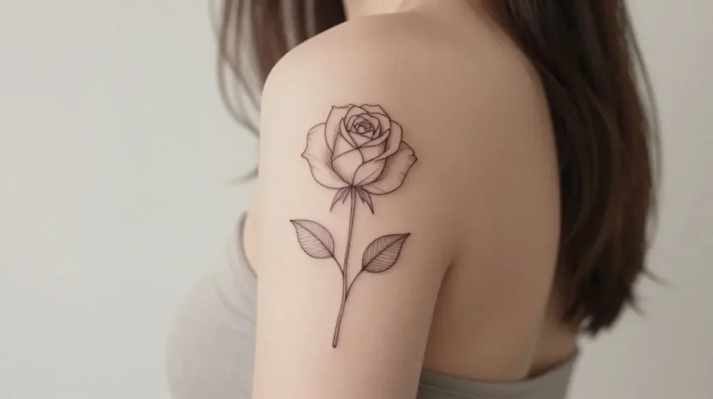 Fine Line Rose Tattoos