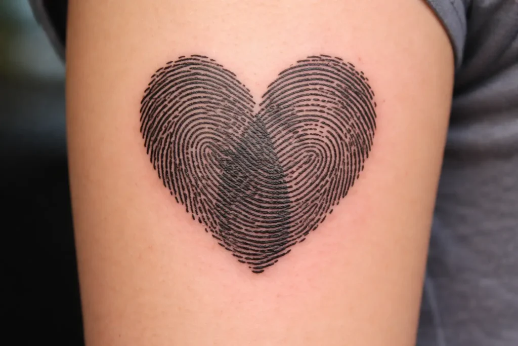 Fingerprint Heart Tattoo