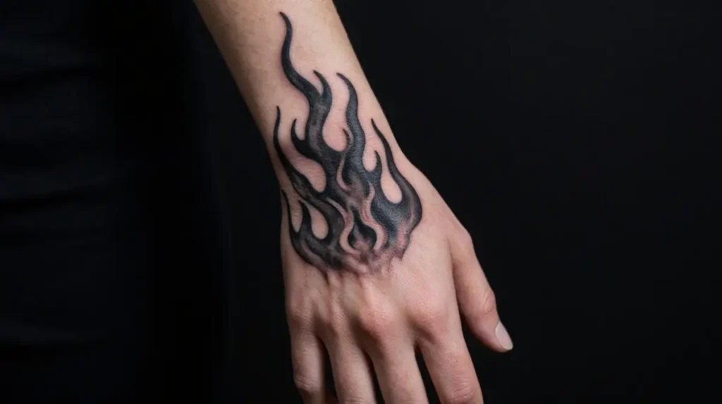 Fire Flame Hand Tattoo