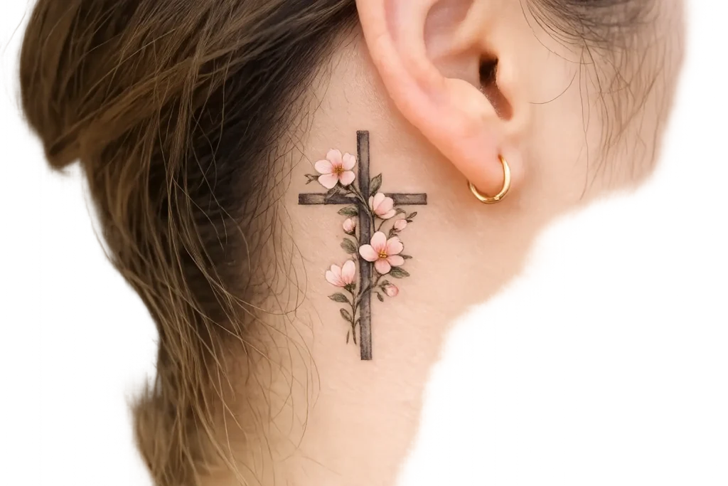 Floral Cross Tattoo