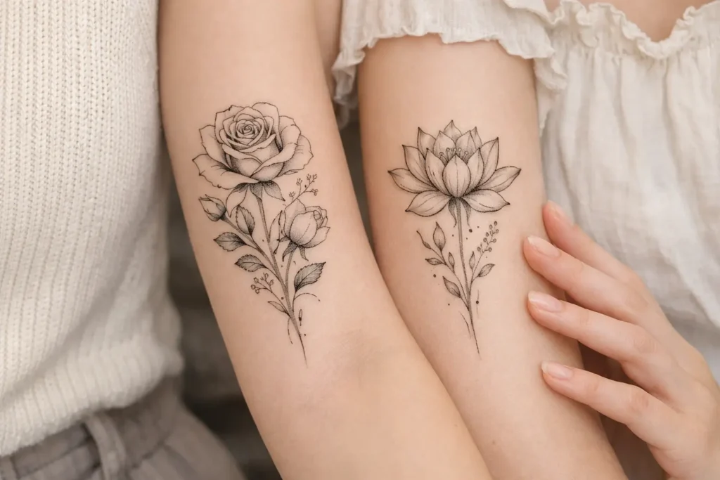 Floral Matching Tattoos