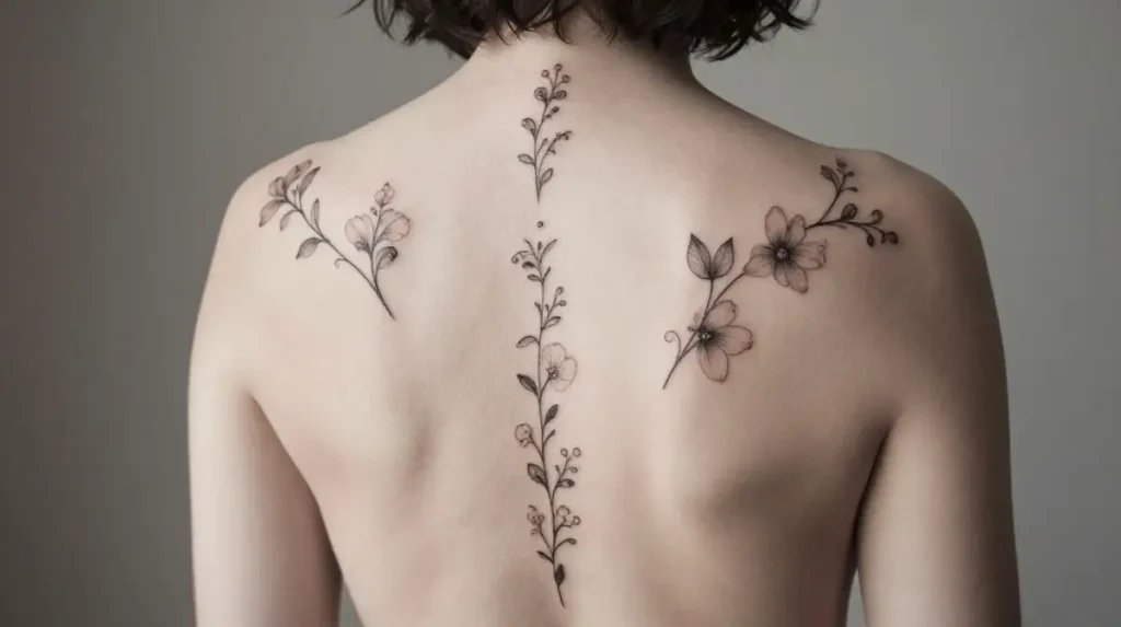 Floral Spine Combination Tattoos