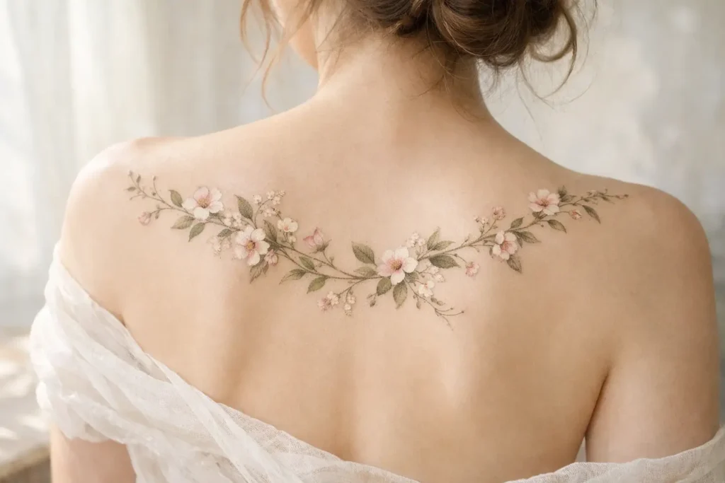 Floral Vine Back Tattoo