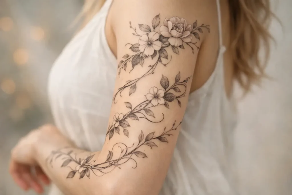 Flower and Vine Tattoos for Flowing Designs