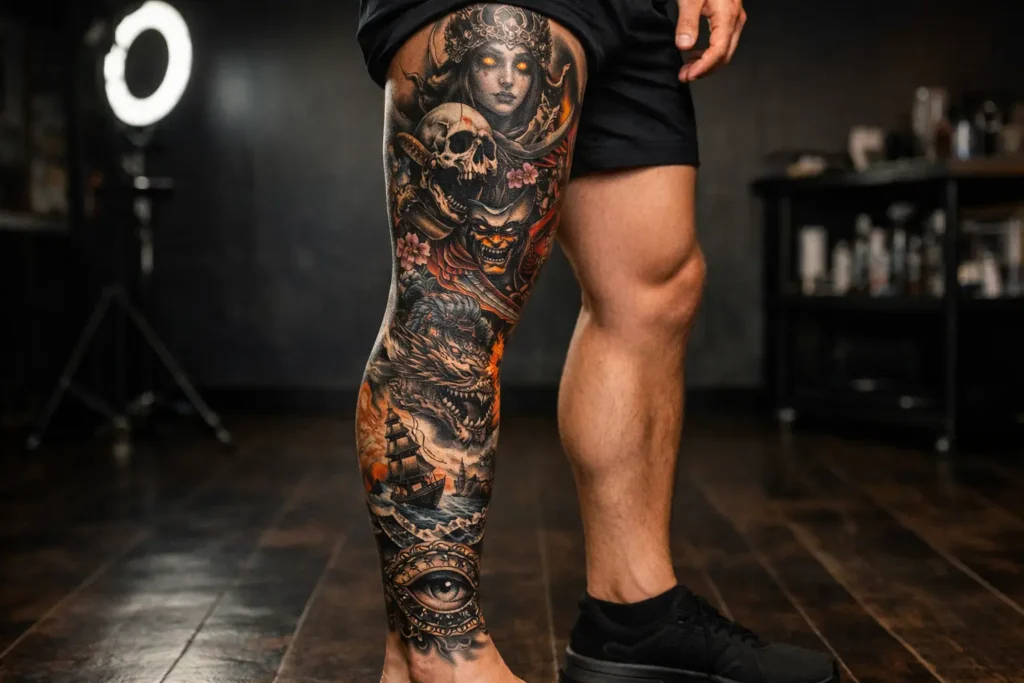 Full Leg Sleeve Tattoo Placement Artistic Impact