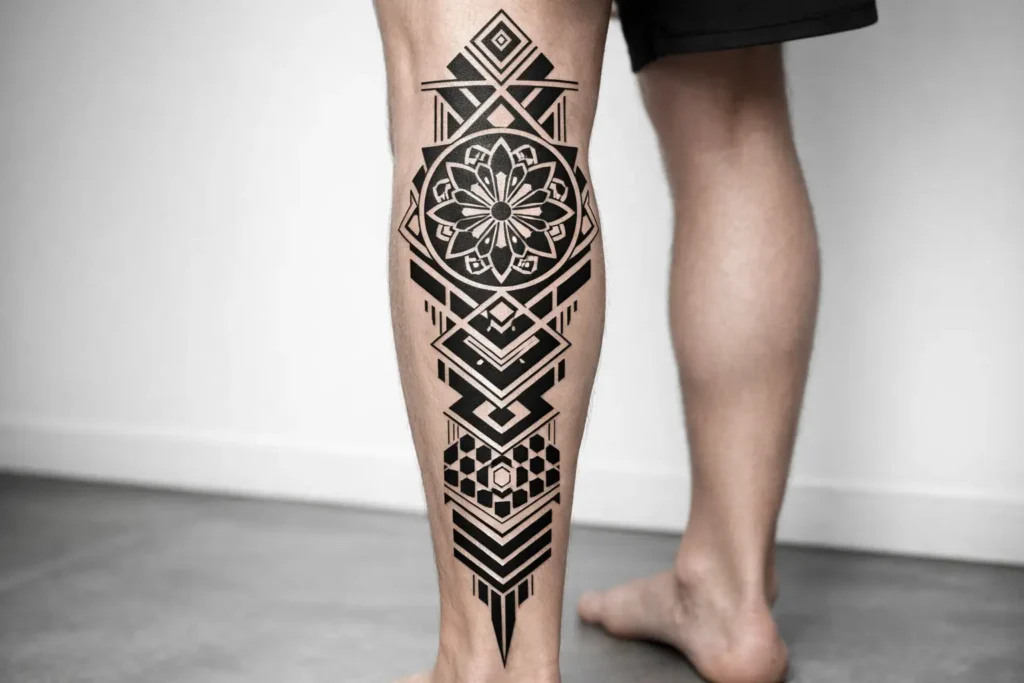 Geometric Leg Tattoo