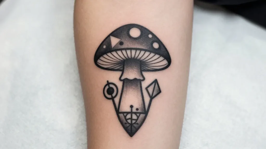 Geometric Mushroom Tattoo