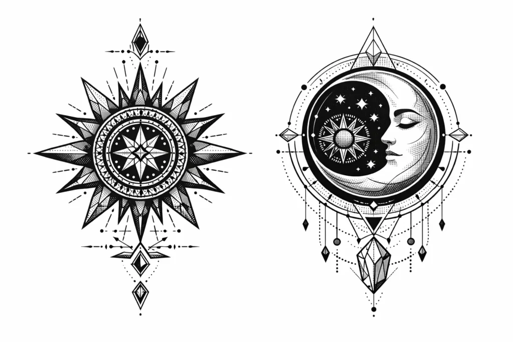 Geometric Sun and Moon Design