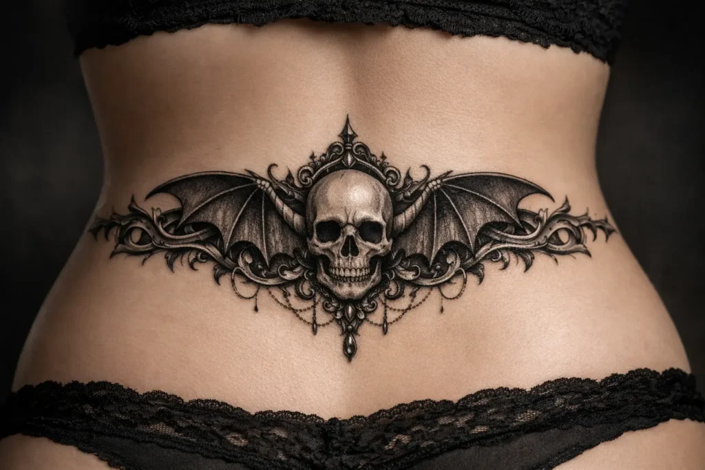 Gothic and Dark Art Lower Back Tattoo