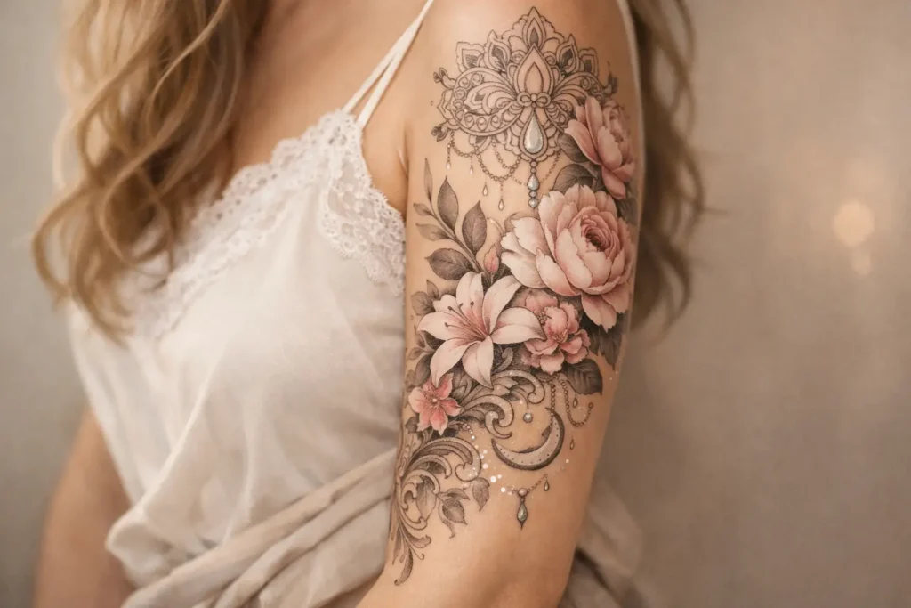 Half Sleeve Feminine Tattoo