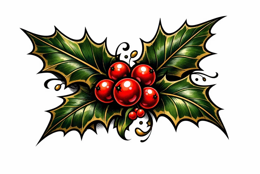 Holly Leaves Tattoo Design
