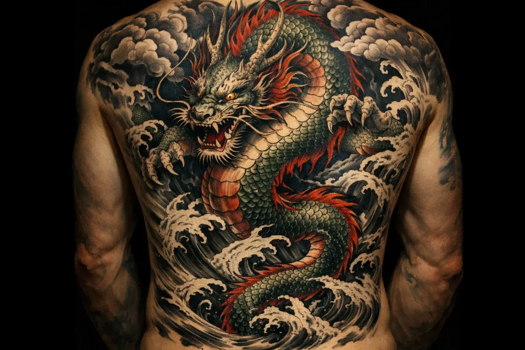 Japanese Dragon Back Tattoo