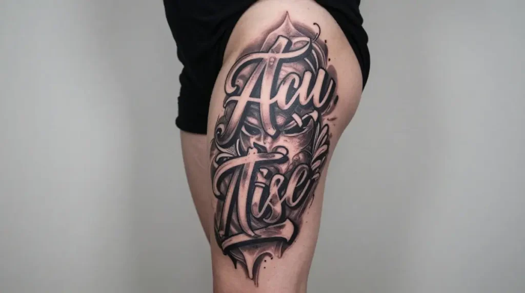 Large Statement Thigh Tattoo