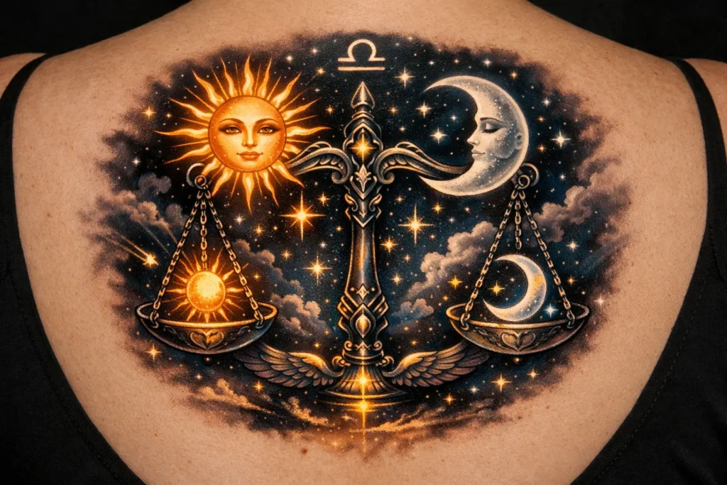 Libra Sun and Moon Tattoo