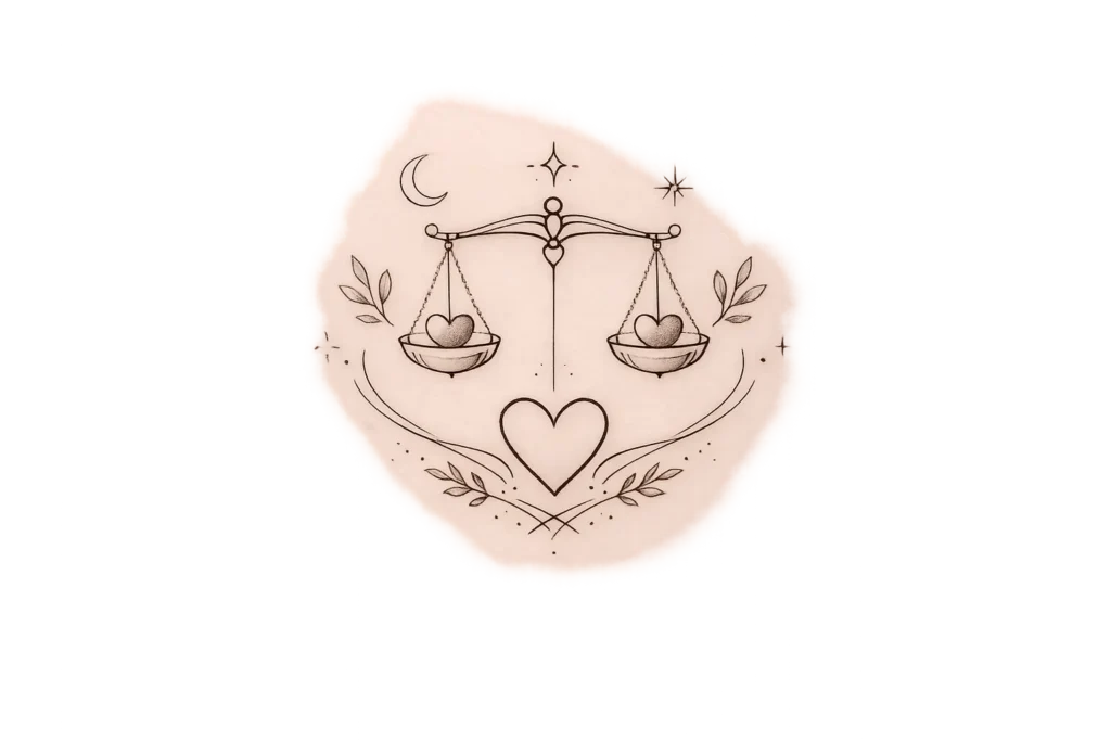 Libra and Heart Tattoo