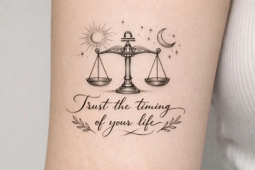Libra and Quote Tattoo