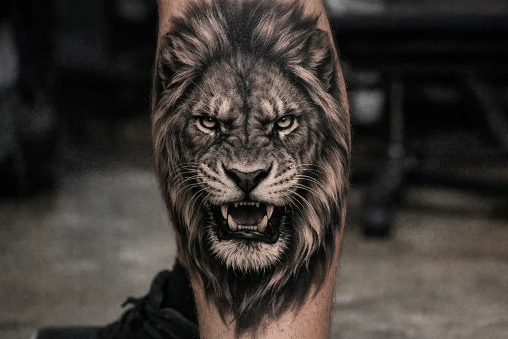Lion Leg Tattoo