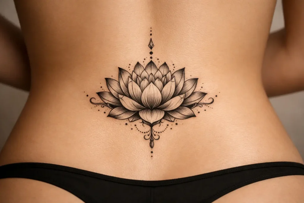 Lotus Flower Lower Back Tattoo