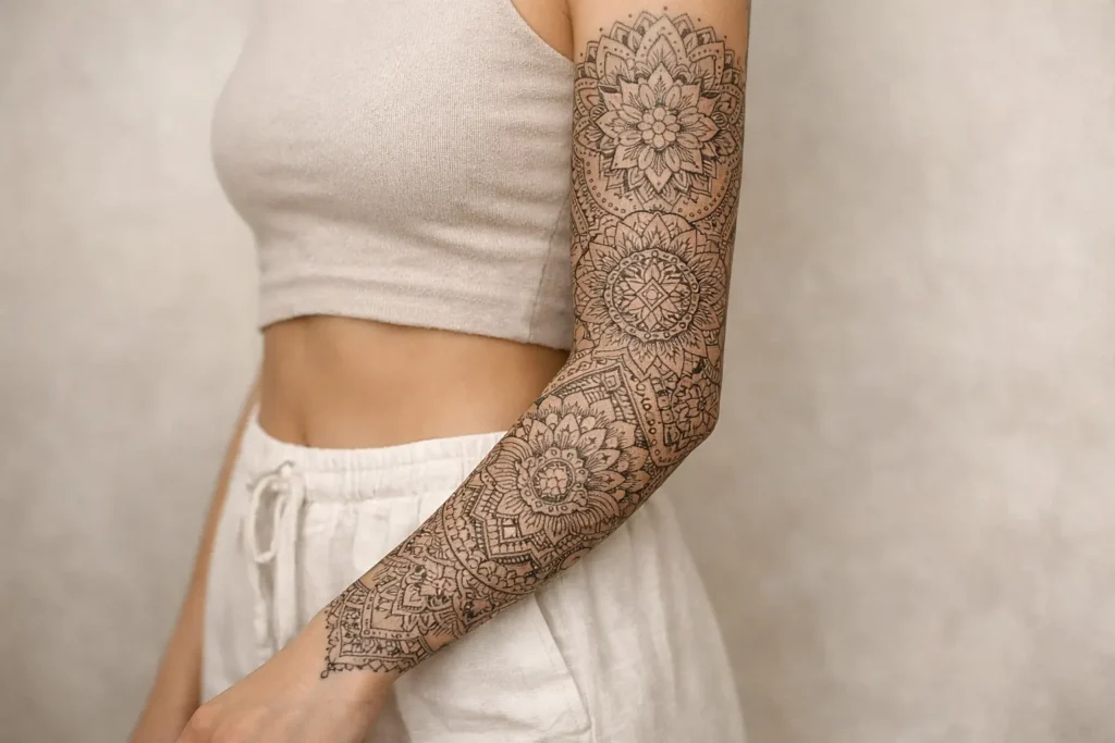 Mandala Arm Sleeve Tattoo