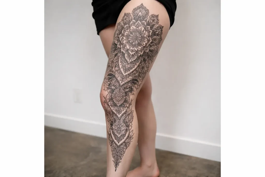 Mandala Leg Tattoo