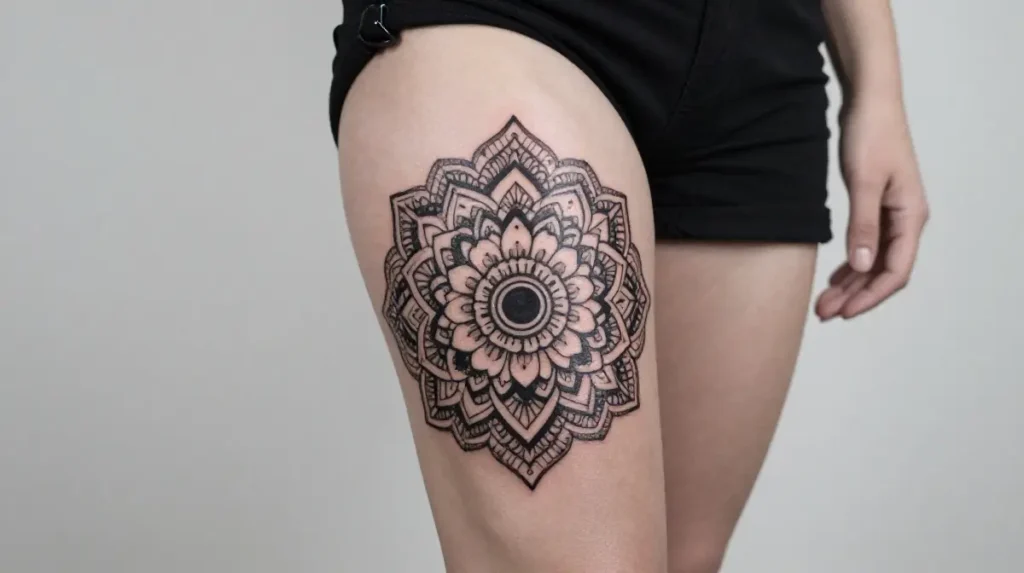 Mandala Thigh Tattoo