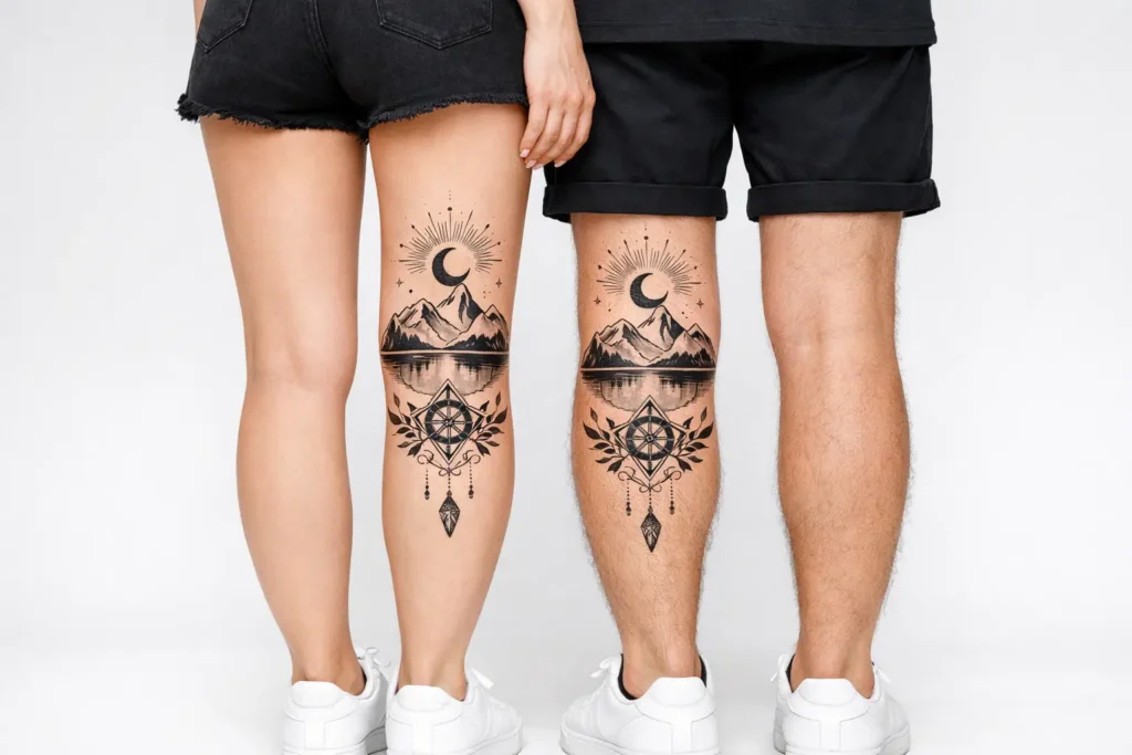 Matching Leg Tattoo Placement Coordinated Design