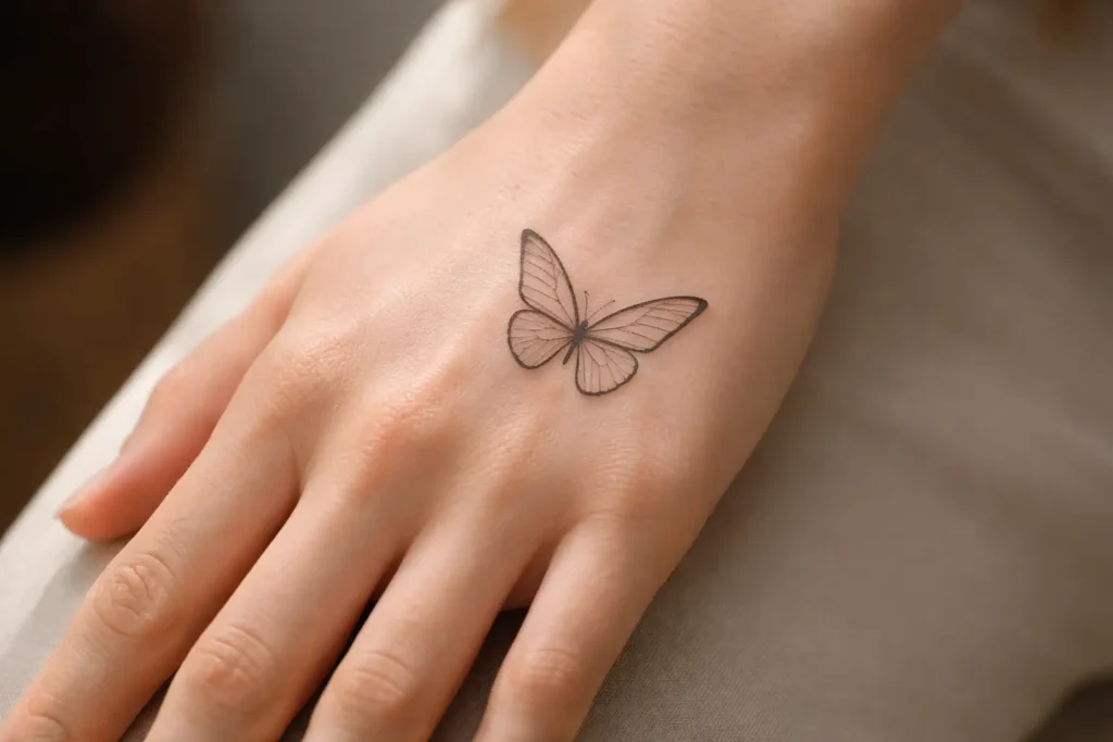 Minimal Butterfly Hand Tattoo Designs