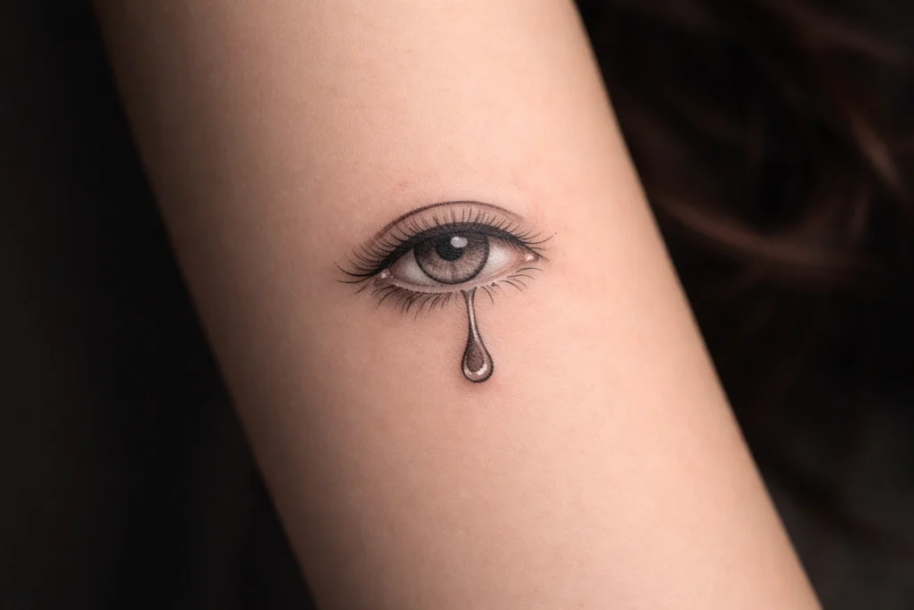 Minimal Eye with Tear Tattoo