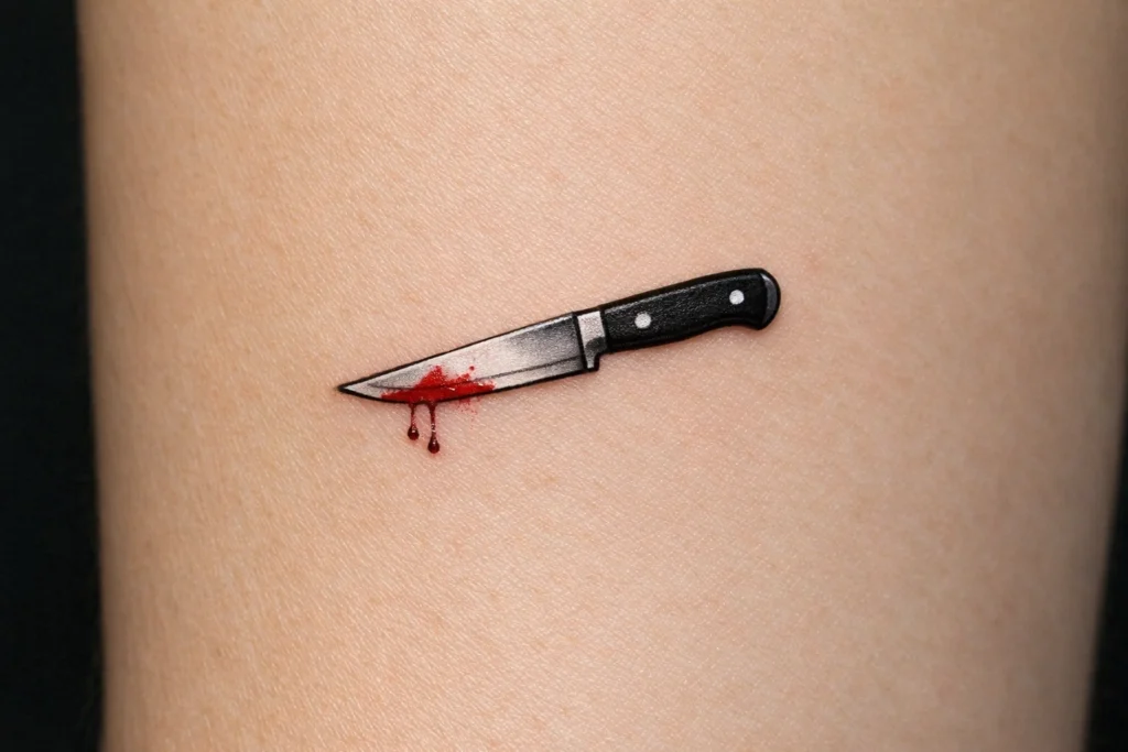 Minimal Knife Tattoo Inspired by Slashers