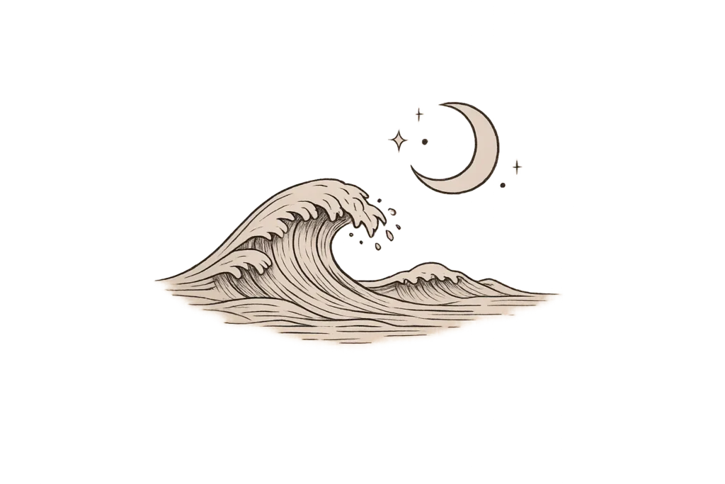 Minimal Wave and Moon Tattoo Concepts