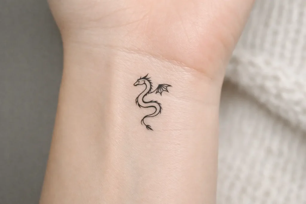 Minimal Wrist Dragon Tattoo