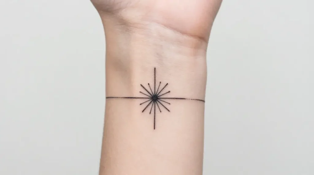 Minimalist Fine Line Aster Tattoo