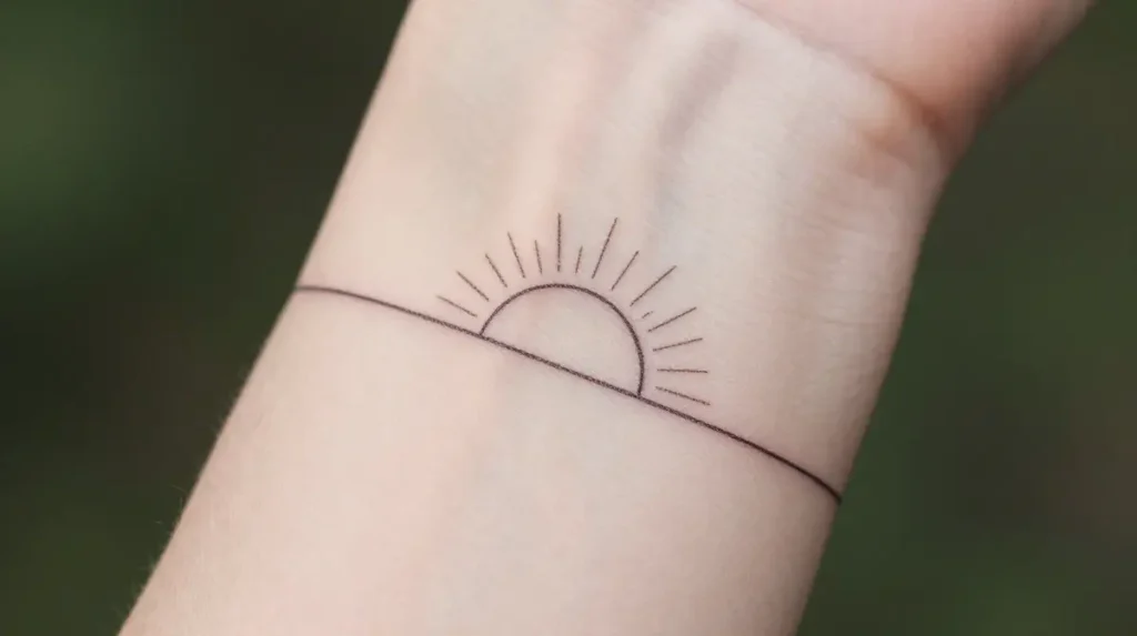 Minimalist Fine Line Sunrise on the Wrist