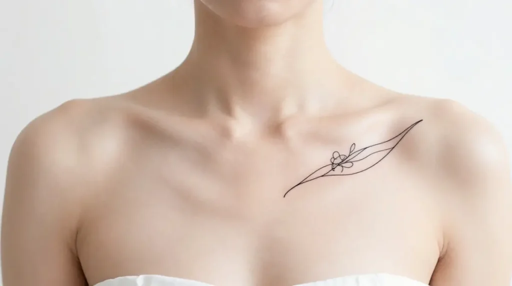 Minimalist Line Art Chest Tattoos