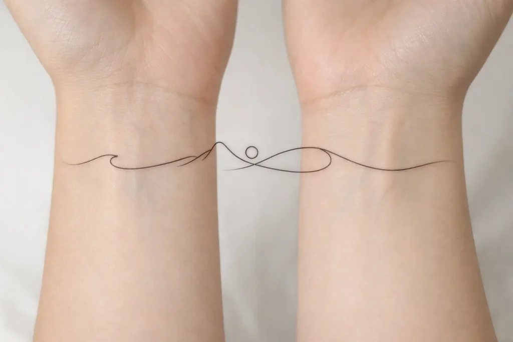 Minimalist Line Connecting Tattoos