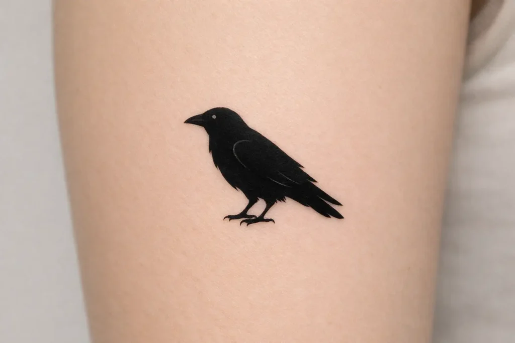 Minimalist Raven Tattoo