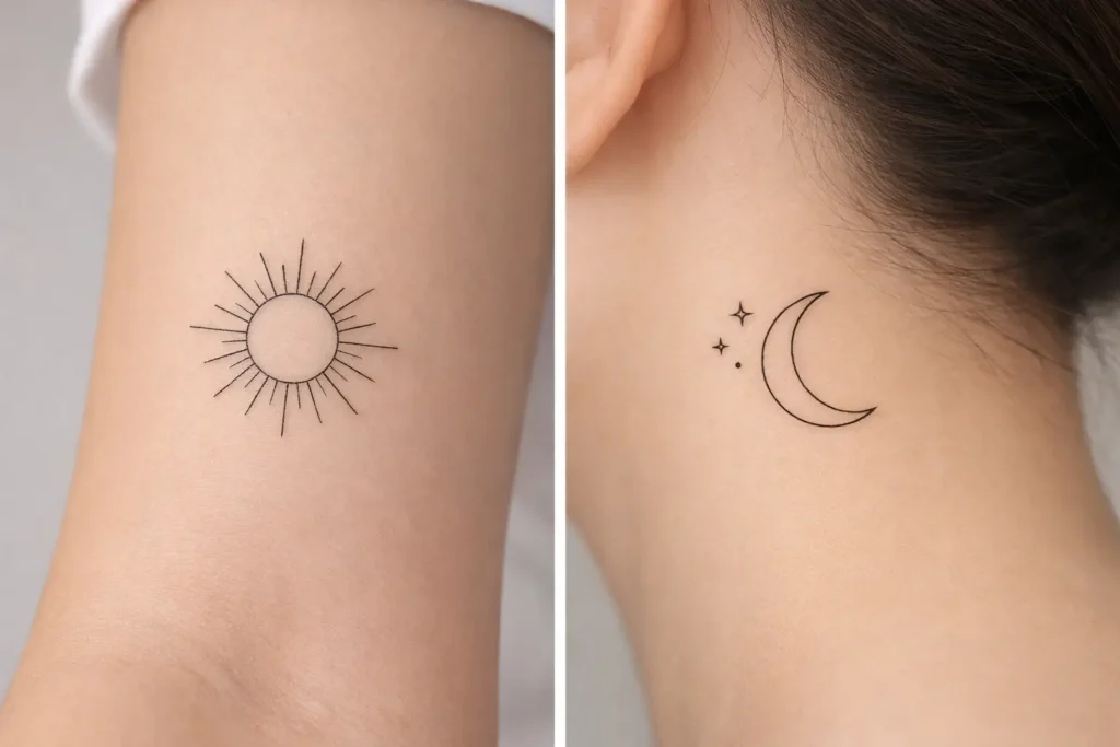 Minimalist Sun and Moon Tattoos
