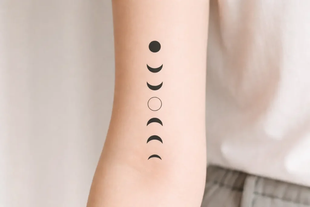 Modern Minimal Moon Phases Tattoo