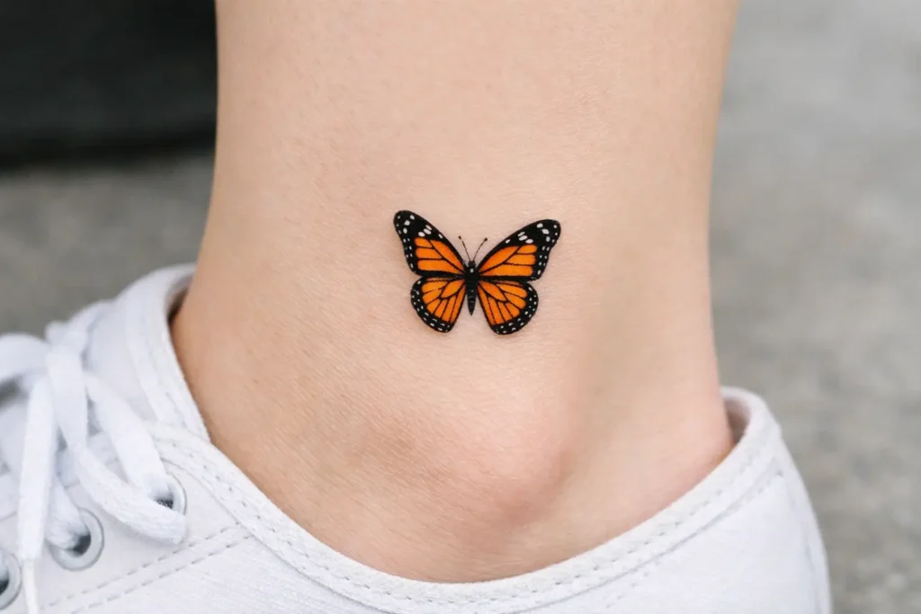 Monarch Butterfly Ankle Tattoo