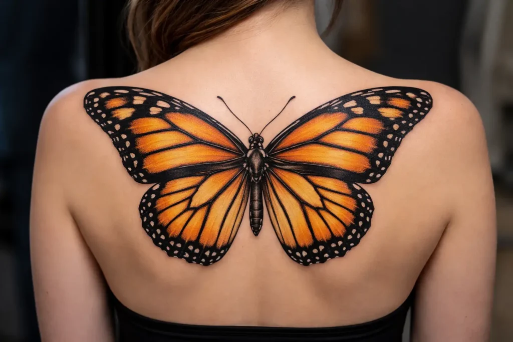Monarch Butterfly Back Tattoo